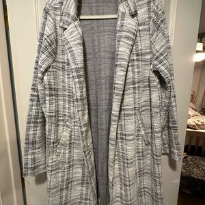 MELLODAY Open-Front Plaid Knit Cardigan Jackt
